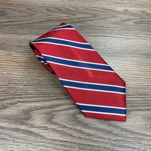 Forsyth Red w/ White & Blue Stripe Silk Tie